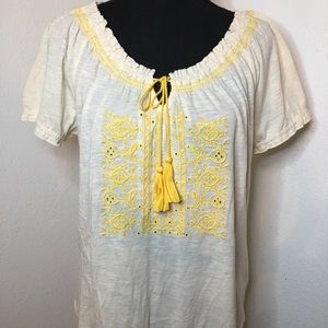 Lucky Brand medium cream and yellow top